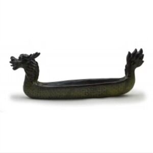 Dragon boat Incense Holder Black Ceramic 9.5" x 2.5" wide